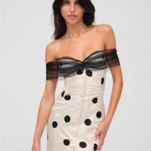 For Love And Lemons Black and Cream Polka Dot Mini Dress